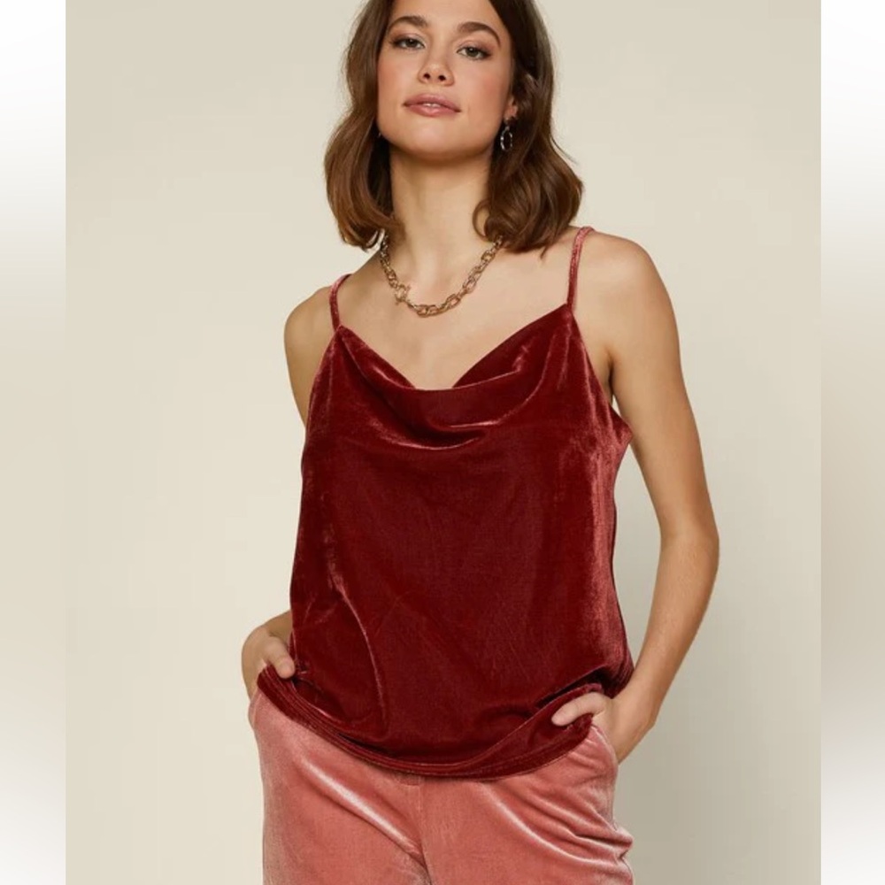 NWT | Velvet Rust Cowl Neck Tank Top